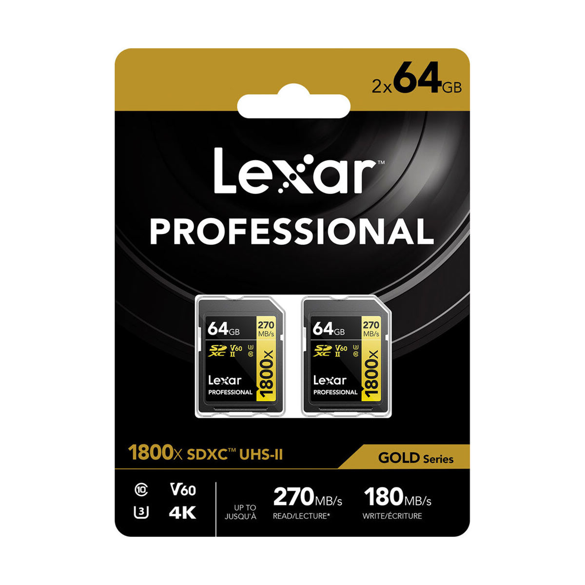 Lexar 64GB Professional 1800x UHS-II V60 SDXC Memory Card (2