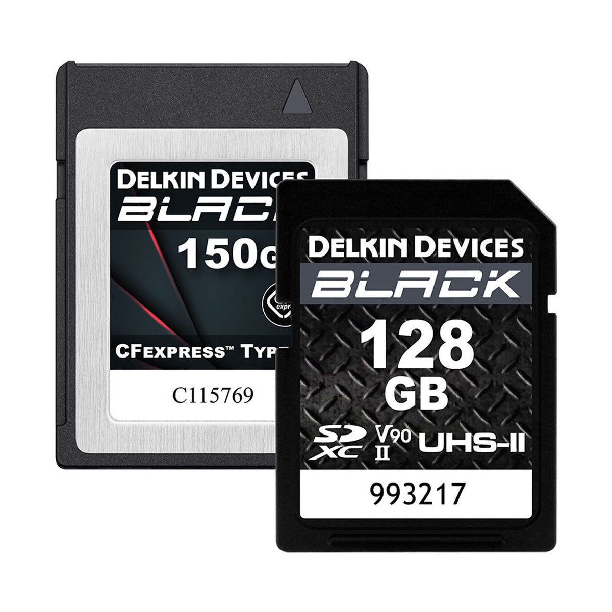 Delkin BLACK 150GB CFexpress Type B & BLACK 128GB UHS-II SDXC (V90) Memory Card Bundle