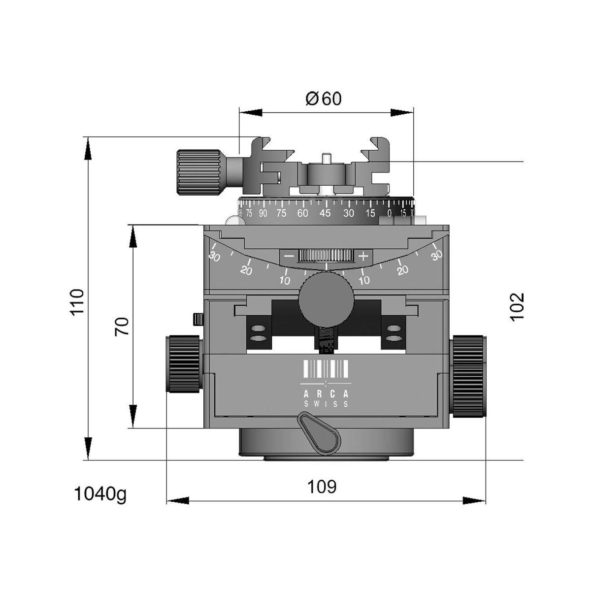 Arca-Swiss C1 Cube Geared Head with Classic Knob Quick Release