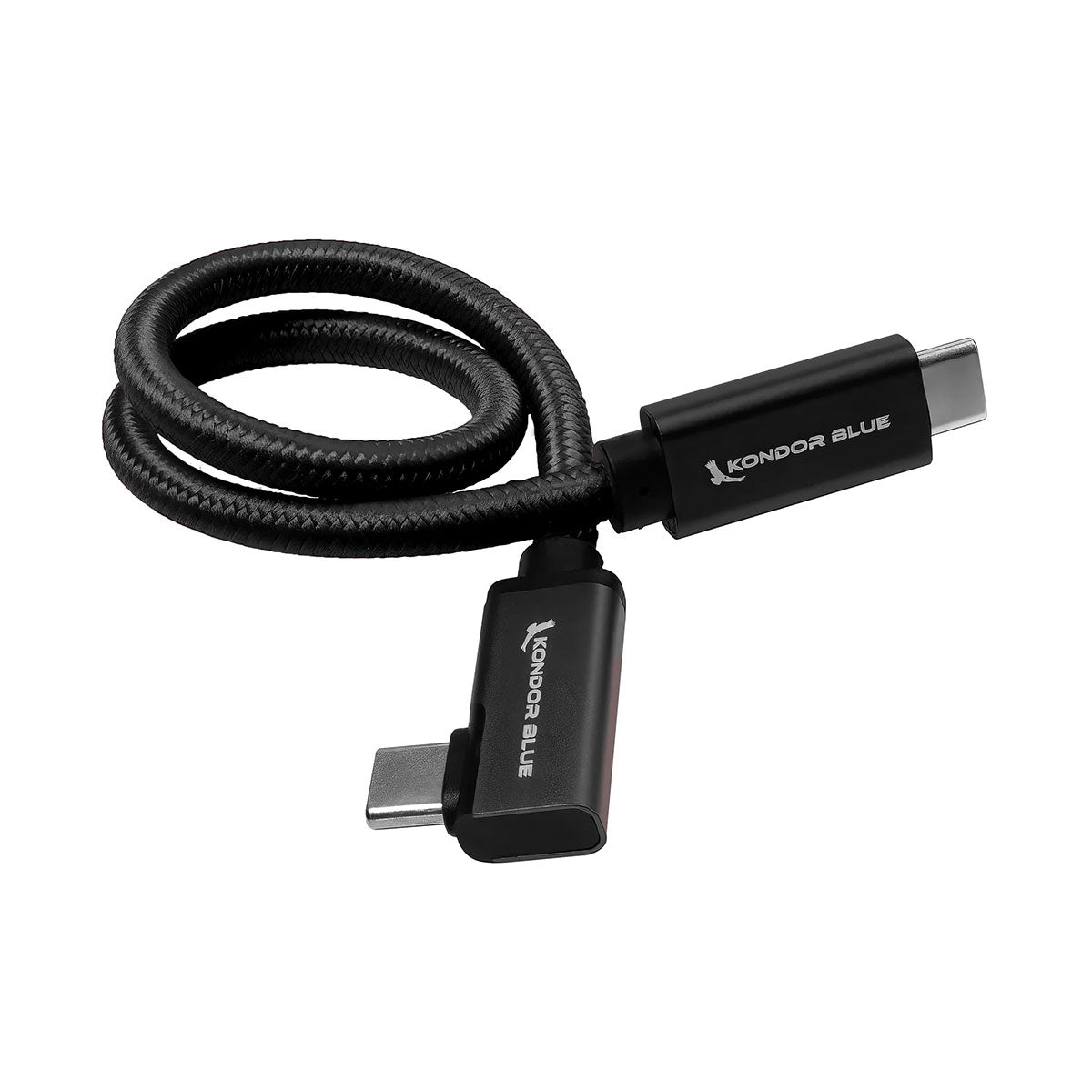 Kondor Blue 12" USB-C Right-Angle Cable for 8K Data and 100W PD (Black)