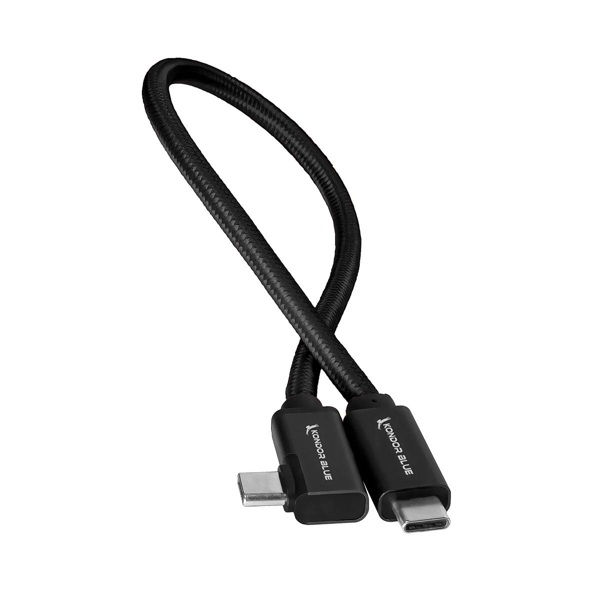 Kondor Blue 12" USB-C Right-Angle Cable for 8K Data and 100W PD (Black)