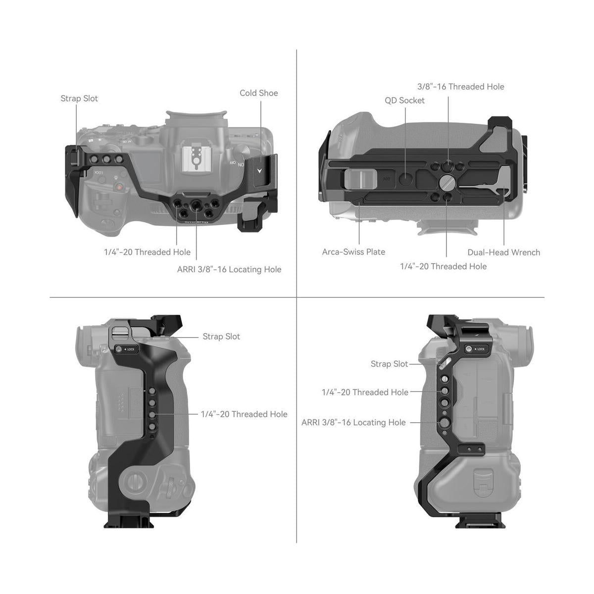 SmallRig Camera Cage for Select Canon Cameras with BG-R10 Grip