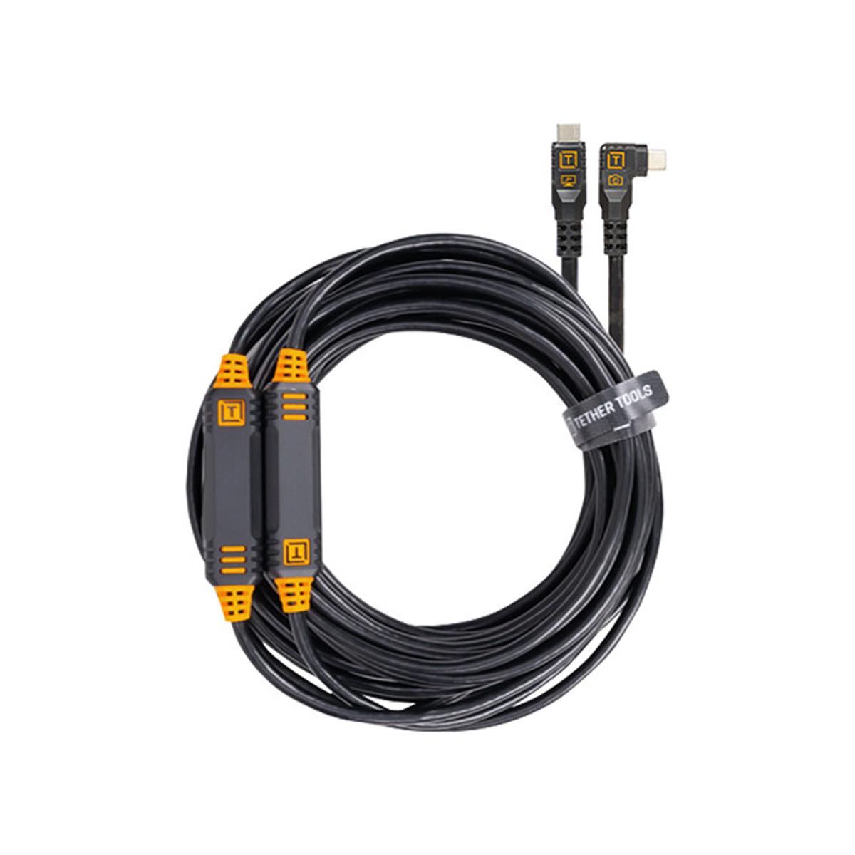 Tether Tools TetherPro USB-C to USB-C, 31’ (9.4m) BLK - Right Angle