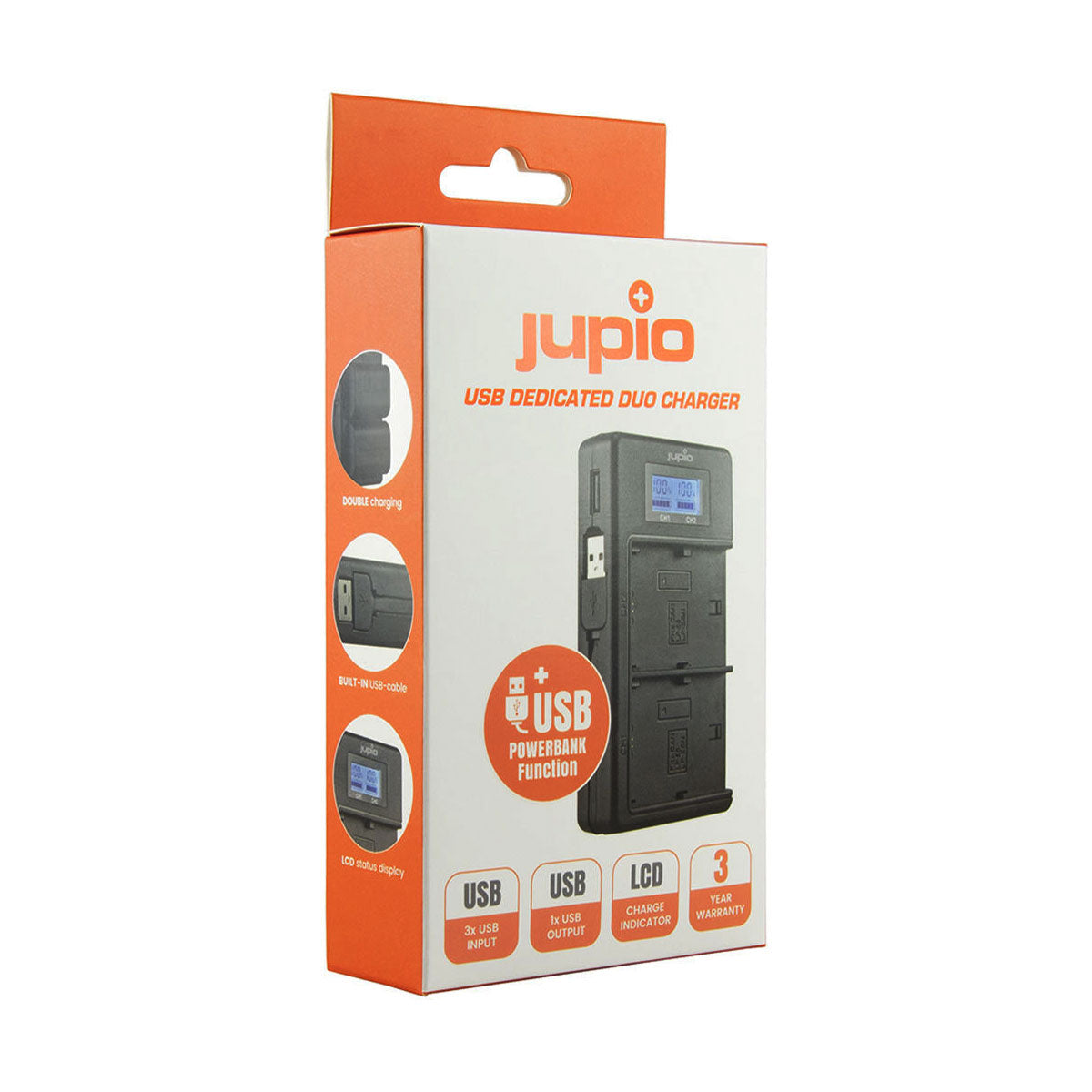 Jupio USB Duo Battery Charger for NP-FM50, NP-F550/F750/F970