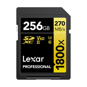 Lexar 256GB Professional 1800x UHS-II SDXC (V60) Memory Card